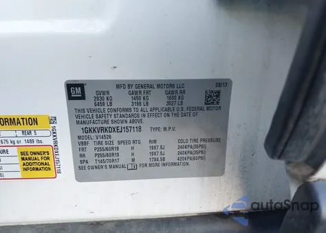 2014 GMC Acadia Slt-1 из США, поврежденный, VIN 1GKKVRKDXEJ157118